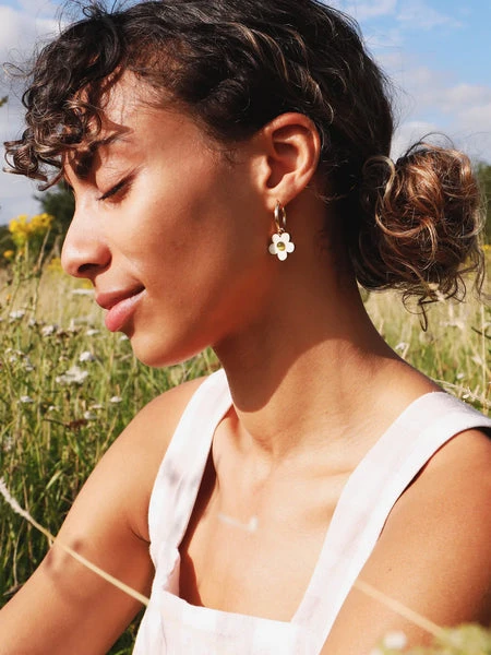 Mini Bloom Hoops In White Pearl 8 Mini Bloom Hoops In White Pearl - Image 6