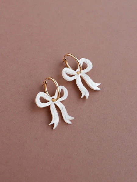 Mini Bow Hoops Cream 3 Mini Bow Hoops Cream