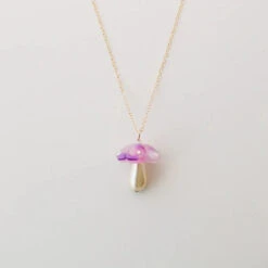 Shroom Necklace In Lavender Speckle