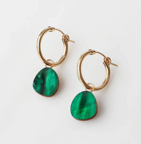 Beatrice Hoop Earrings In Emerald
