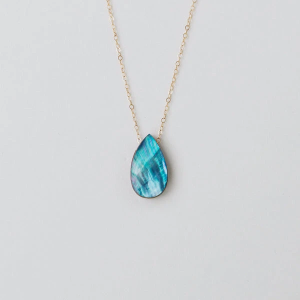 Sea Blue Raindrop Necklace 3 Sea Blue Raindrop Necklace