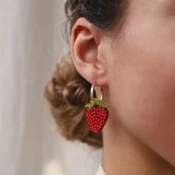 Strawberry Mini Hoops Earrings -Wolf & Moon 77b83493 0fd9 48af ad1c ffb3c35df5e9