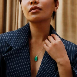 Emerald Raindrop Necklace -Wolf & Moon 81072e14 c017 447d 9aa8 64ddc21ecbf9