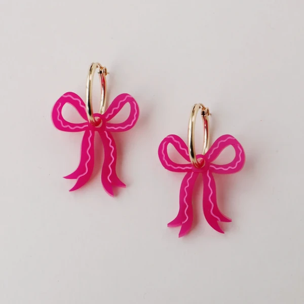 Magenta Mini Bow Hoops 8 Magenta Mini Bow Hoops - Image 6