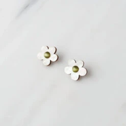 Mini Bloom Studs - White Pearl
