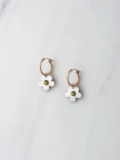 Mini Bloom Hoops In White Pearl