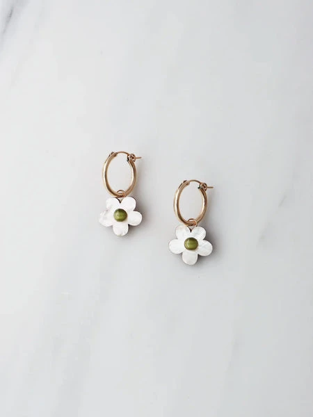 Mini Bloom Hoops In White Pearl 3 Mini Bloom Hoops In White Pearl