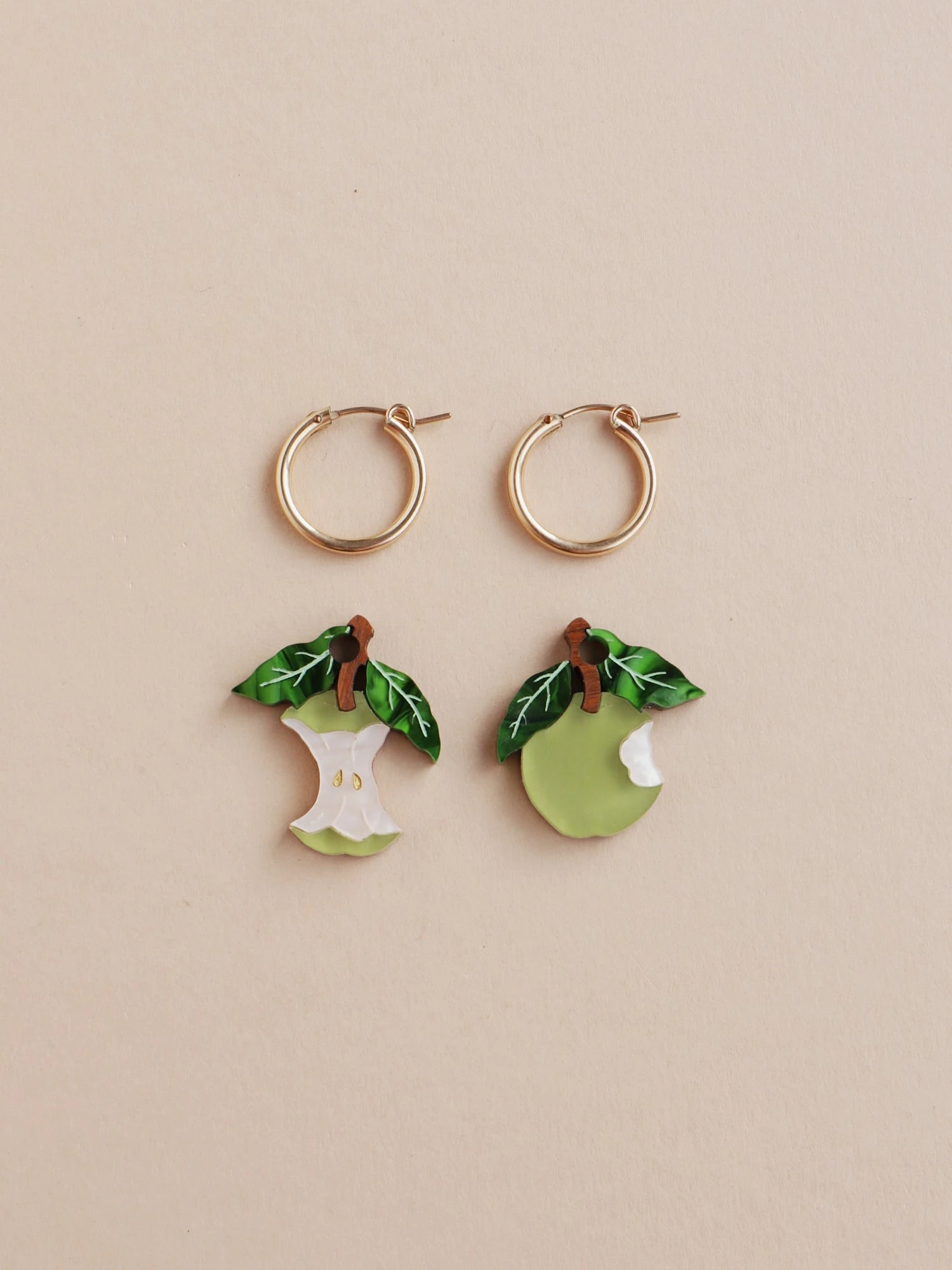 Wolf & Moon Apple Hoops In Green 6 Wolf & Moon Apple Hoops In Green - Image 4