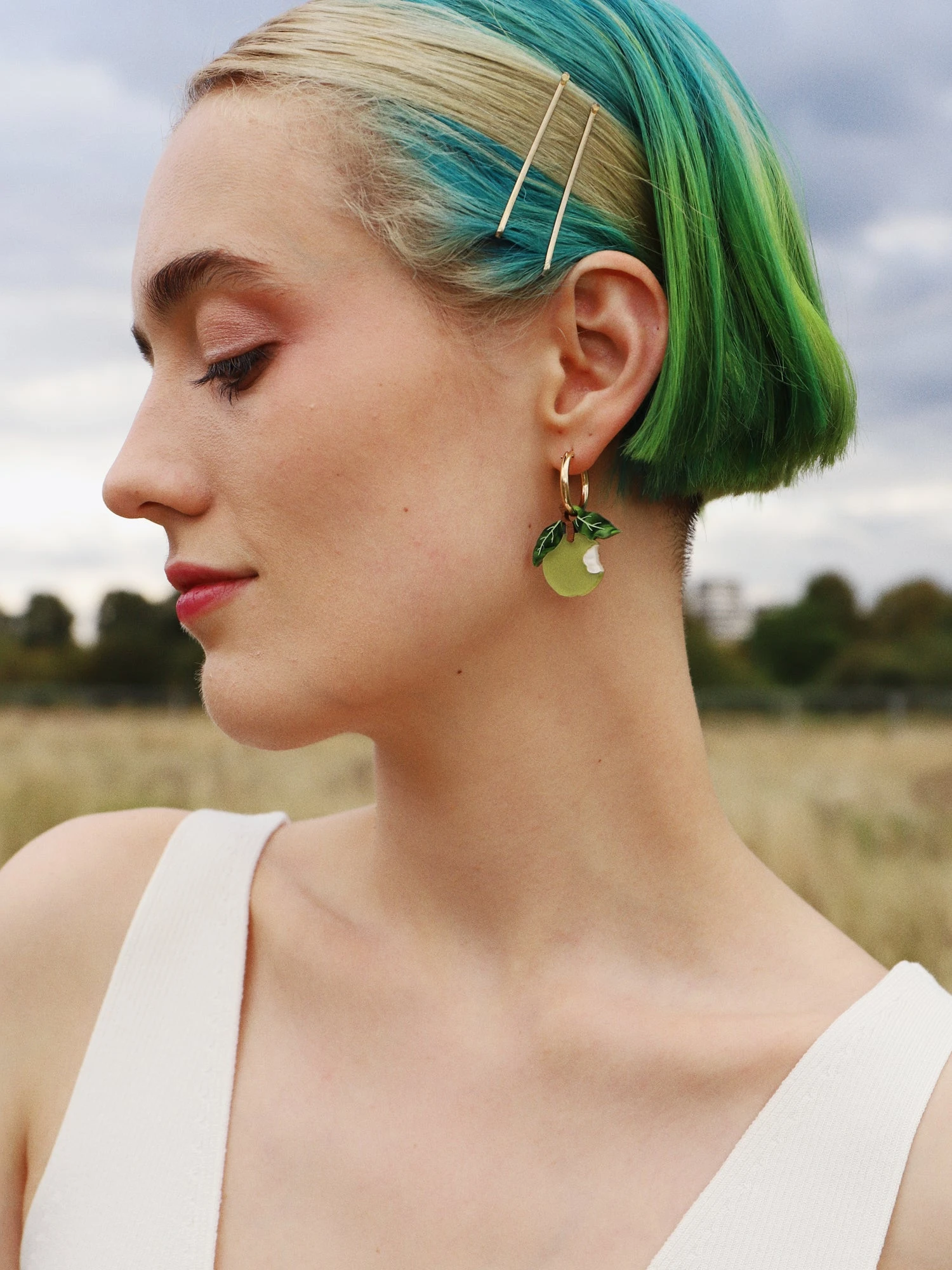 Wolf & Moon Apple Hoops In Green 4 Wolf & Moon Apple Hoops In Green - Image 2