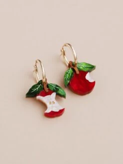 Wolf & Moon Apple Hoops In Red -Wolf & Moon apple hoops red lifestyle 2