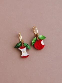 Wolf & Moon Apple Hoops In Red