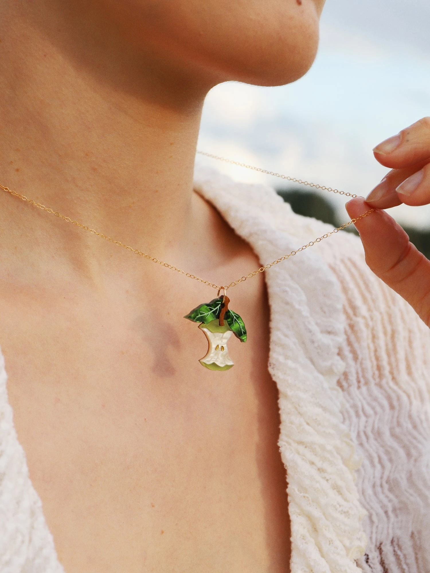 Wolf & Moon Apple Necklace In Green 7 Wolf & Moon Apple Necklace In Green - Image 5