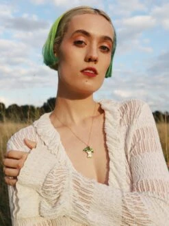 Wolf & Moon Apple Necklace In Green 17 Wolf & Moon Apple Necklace In Green -Wolf & Moon apple necklace model 2