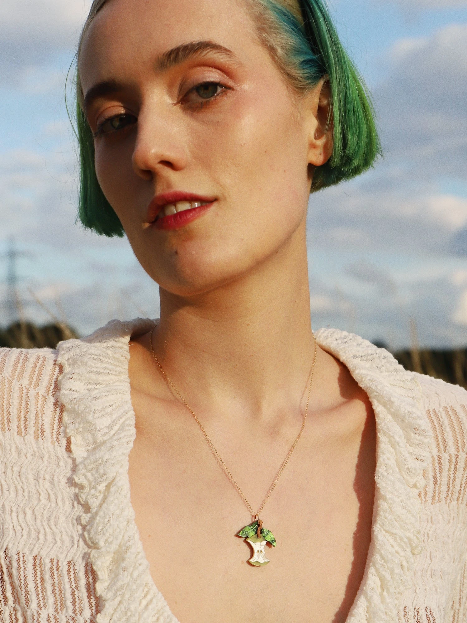 Wolf & Moon Apple Necklace In Green 8 Wolf & Moon Apple Necklace In Green - Image 6