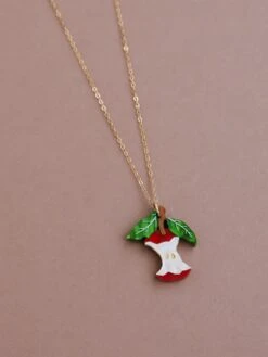 Wolf & Moon Apple Necklace In Red