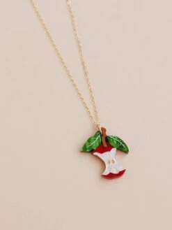Wolf & Moon Apple Necklace In Red 12 Wolf & Moon Apple Necklace In Red -Wolf & Moon apple necklace red lifestyle 2