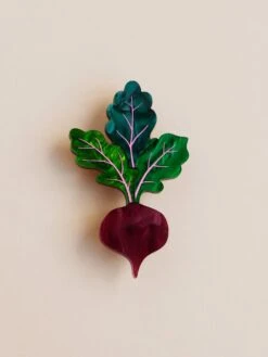 Wolf & Moon Beetroot Brooch