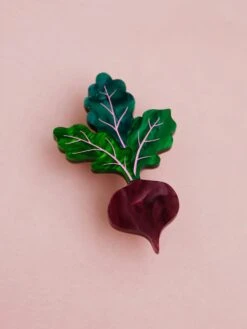 Wolf & Moon Beetroot Brooch -Wolf & Moon beetroot brooch lifestyle 2