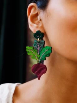 Wolf & Moon Beetroot Statement Earrings 14 Wolf & Moon Beetroot Statement Earrings -Wolf & Moon beetroot statement earrings model 1