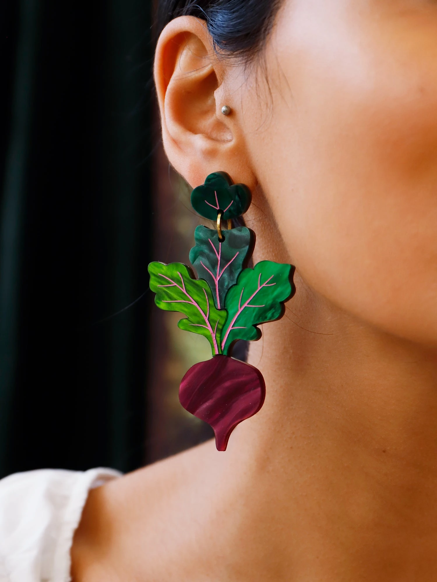 Wolf & Moon Beetroot Statement Earrings 5 Wolf & Moon Beetroot Statement Earrings - Image 3