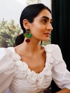 Wolf & Moon Beetroot Statement Earrings 18 Wolf & Moon Beetroot Statement Earrings -Wolf & Moon beetroot statement earrings model 6