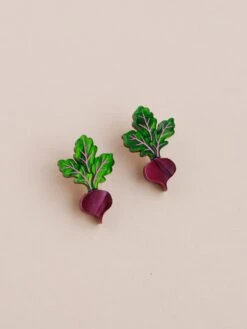 Wolf & Moon Beetroot Studs - Clip On