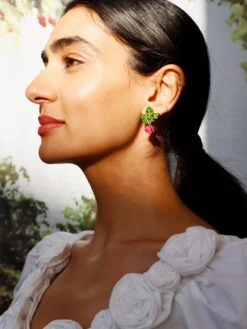 Wolf & Moon Beetroot Studs - Clip On -Wolf & Moon beetroot studs model 4