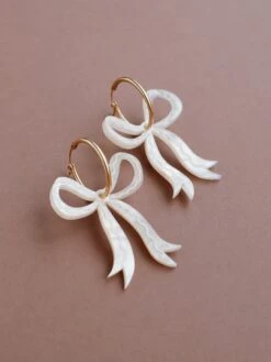 Wolf & Moon Bow Hoops In Cream -Wolf & Moon bow hoops cream lifestyle 2