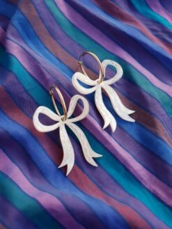 Wolf & Moon Bow Hoops In Cream -Wolf & Moon bow hoops cream lifestyle 4