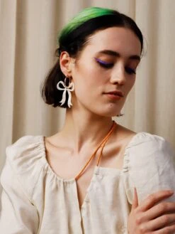 Wolf & Moon Bow Hoops In Cream -Wolf & Moon bow hoops cream model 4