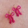 Wolf & Moon Bow Hoops In Magenta 1 Wolf & Moon Bow Hoops In Magenta -Wolf & Moon bow hoops magenta lifestyle 6