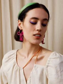 Wolf & Moon Bow Hoops In Magenta -Wolf & Moon bow hoops magenta model 4