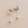 Wolf & Moon Caia Drop Studs In Water Lily 1 Wolf & Moon Caia Drop Studs In Water Lily -Wolf & Moon caia drop studs greenpink lifestyle 1