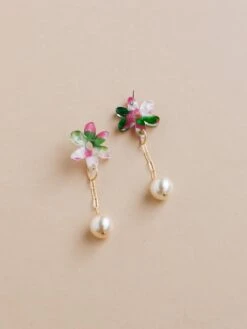 Wolf & Moon Caia Drop Studs In Water Lily -Wolf & Moon caia drop studs greenpink lifestyle 3