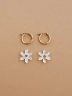 Wolf & Moon Caia Hoops In Off White -Wolf & Moon caia hoops offwhite lifestyle 3