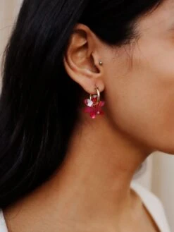 Wolf & Moon Caia Hoops In Raspberry Crush -Wolf & Moon caia hoops raspberry model 3