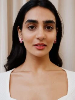 Wolf & Moon Caia Studs In Raspberry Crush -Wolf & Moon caia studs raspberry model 1