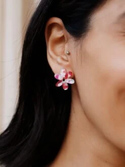 Wolf & Moon Caia Studs In Raspberry Crush -Wolf & Moon caia studs raspberry model 2