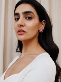 Wolf & Moon Caia Studs In Raspberry Crush -Wolf & Moon caia studs raspberry model 3