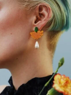 Wolf & Moon Calendula Drop Studs - Clip On -Wolf & Moon calendula drop studs model 2 1371ddaf 78c4 4697 ada1 aa6d709d3644