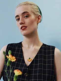 Wolf & Moon Calendula Necklace 14 Wolf & Moon Calendula Necklace -Wolf & Moon calendula necklace model 3