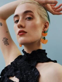 Wolf & Moon Calendula Statement Earrings 14 Wolf & Moon Calendula Statement Earrings -Wolf & Moon calendula statement earrings model 4