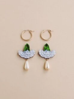 Wolf & Moon Carnation Drop Hoops -Wolf & Moon carnation drop hoops blue lifestyle 3