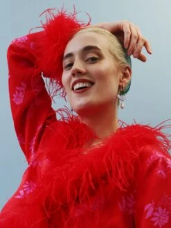 Wolf & Moon Carnation Drop Hoops -Wolf & Moon carnation drop hoops blue model 2