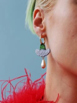 Wolf & Moon Carnation Drop Hoops -Wolf & Moon carnation drop hoops blue model 3