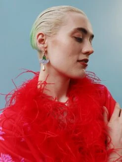 Wolf & Moon Carnation Drop Hoops -Wolf & Moon carnation drop hoops blue model 4