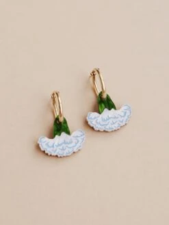 Wolf & Moon Carnation Hoops In Blue/White