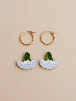Wolf & Moon Carnation Hoops In Blue/White -Wolf & Moon carnation hoops blue lifestyle 3