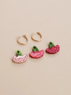 Wolf & Moon Carnation Hoops Set -Wolf & Moon carnation hoops set lifestyle 4