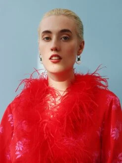 Wolf & Moon Carnation Hoops In Blue/White -Wolf & Moon carnation hoops white model 3